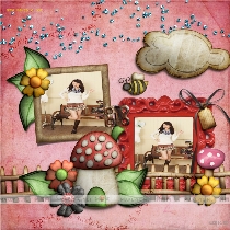 多幅花草蘑菇条纹拼贴相框